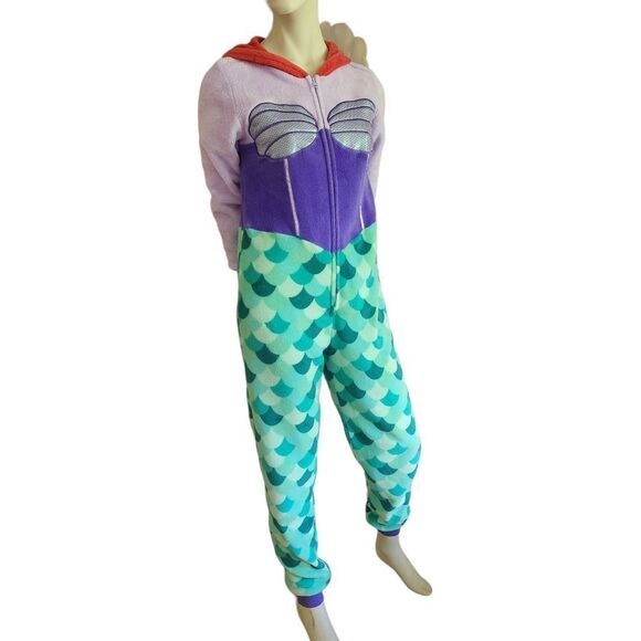 Disney Little Mermaid Fleece Sleepwear 1 Pc Pajamas Women's Size XS Zip Front - Picture 1 of 9